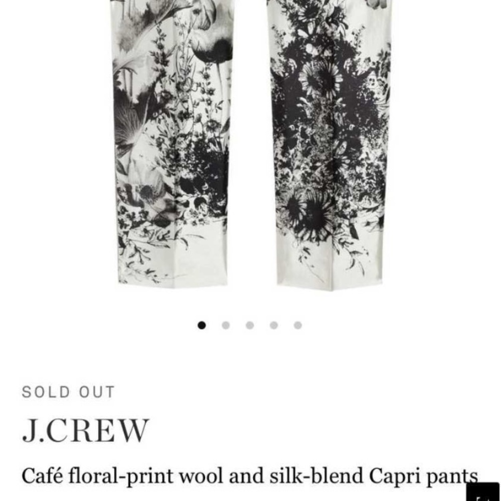 Jcrew ladies size 14 wool and silk cafe print pant